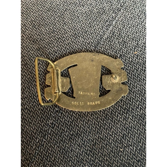 1970s ATLANTIC CITY GAMBLING SOLID BRASS BARON BELT BUCKLE Vintage Dice Cards - Picture 2 of 2